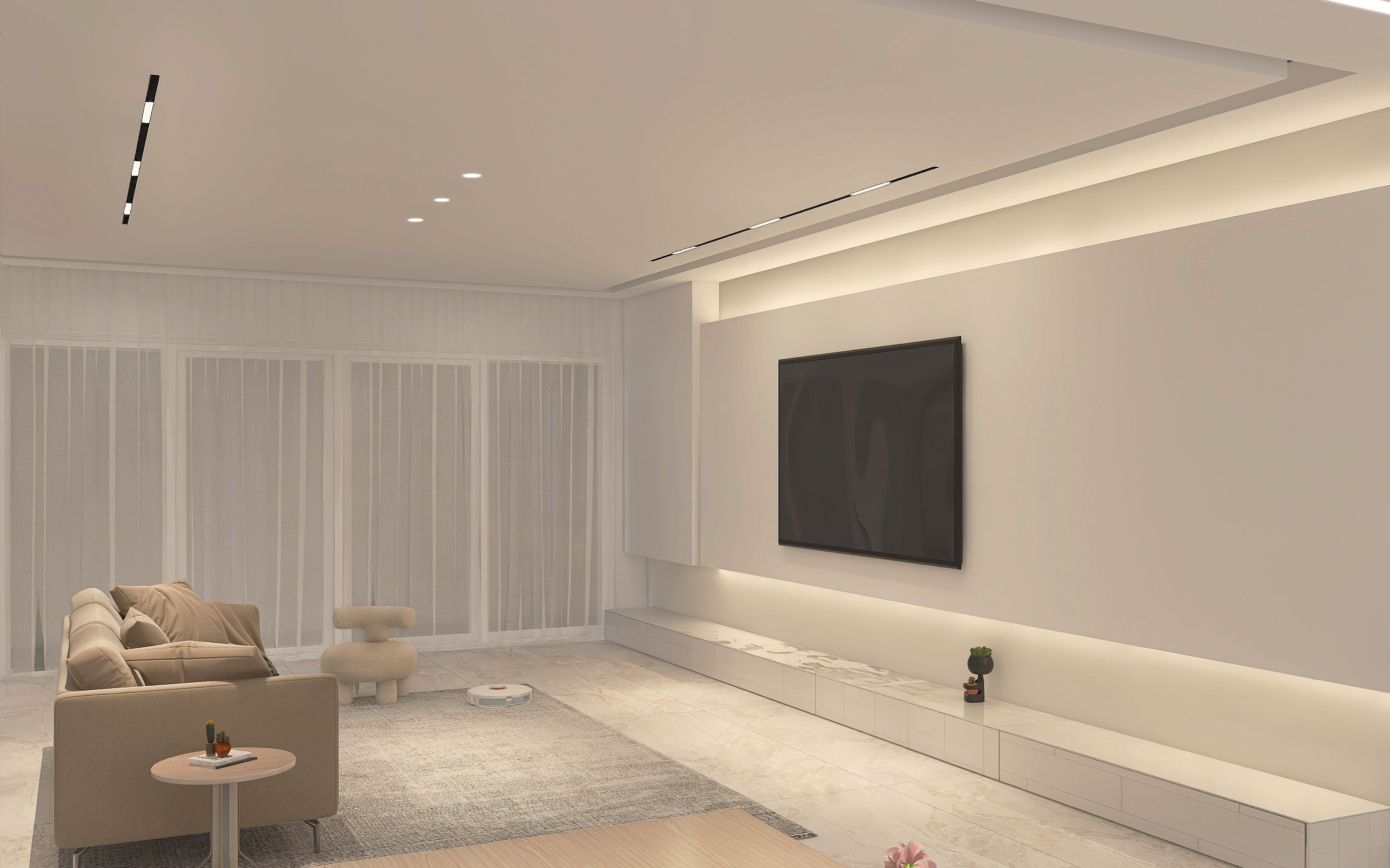 连爸妈都说:无主灯和极简客厅真的绝配!