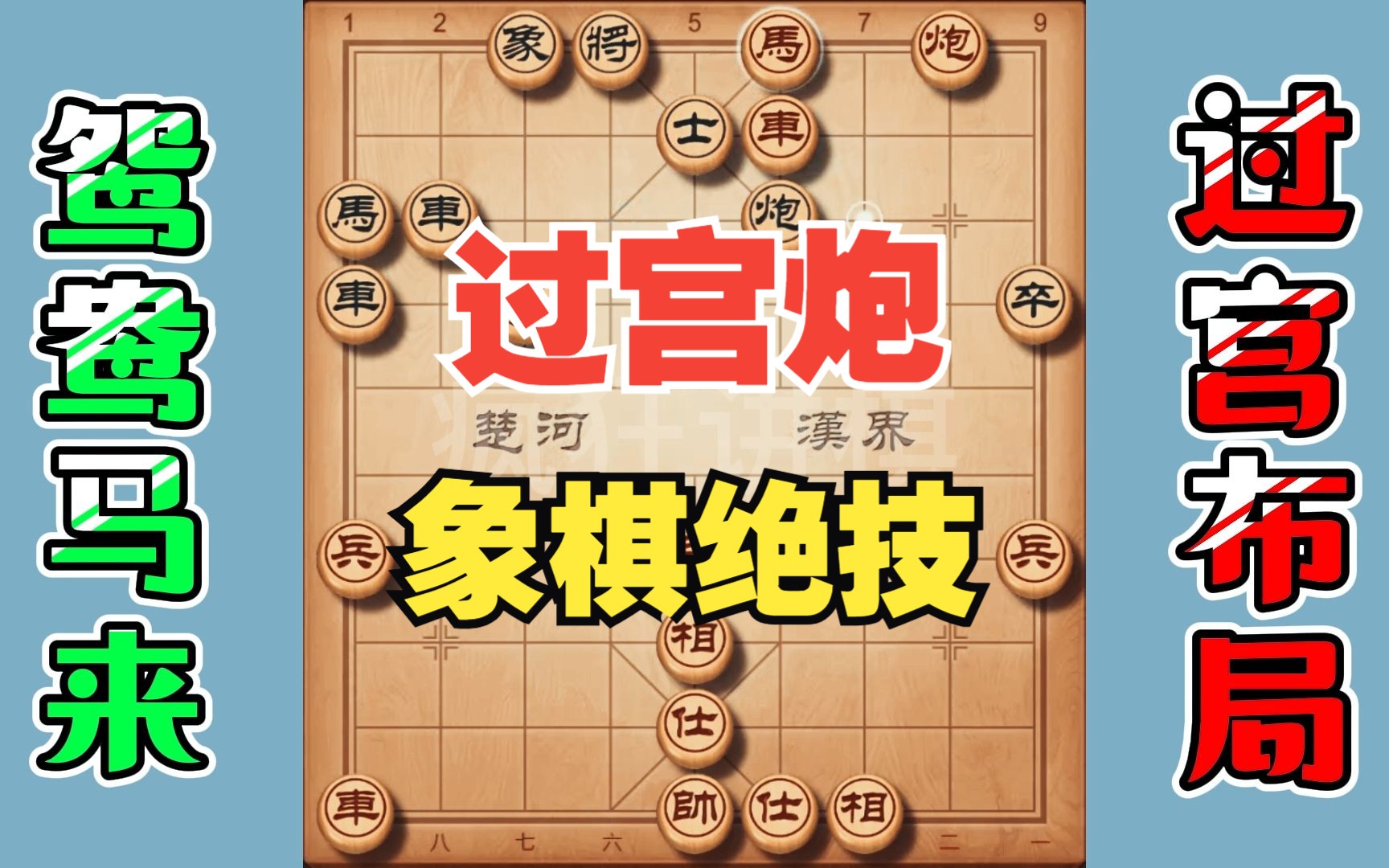 象棋失传绝技过宫炮,布局陷阱随心起,鸳鸯马来攻江山