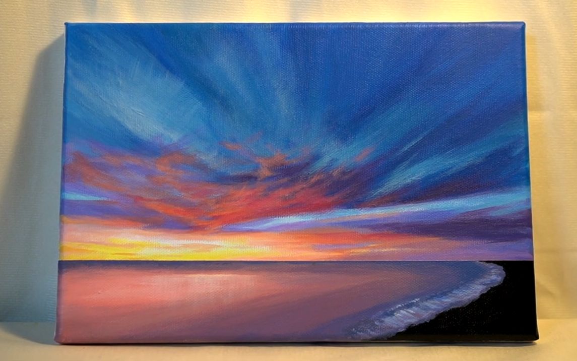 【丙烯画】【绘画教程】amazing acrylic painting of sunset-惊艳的