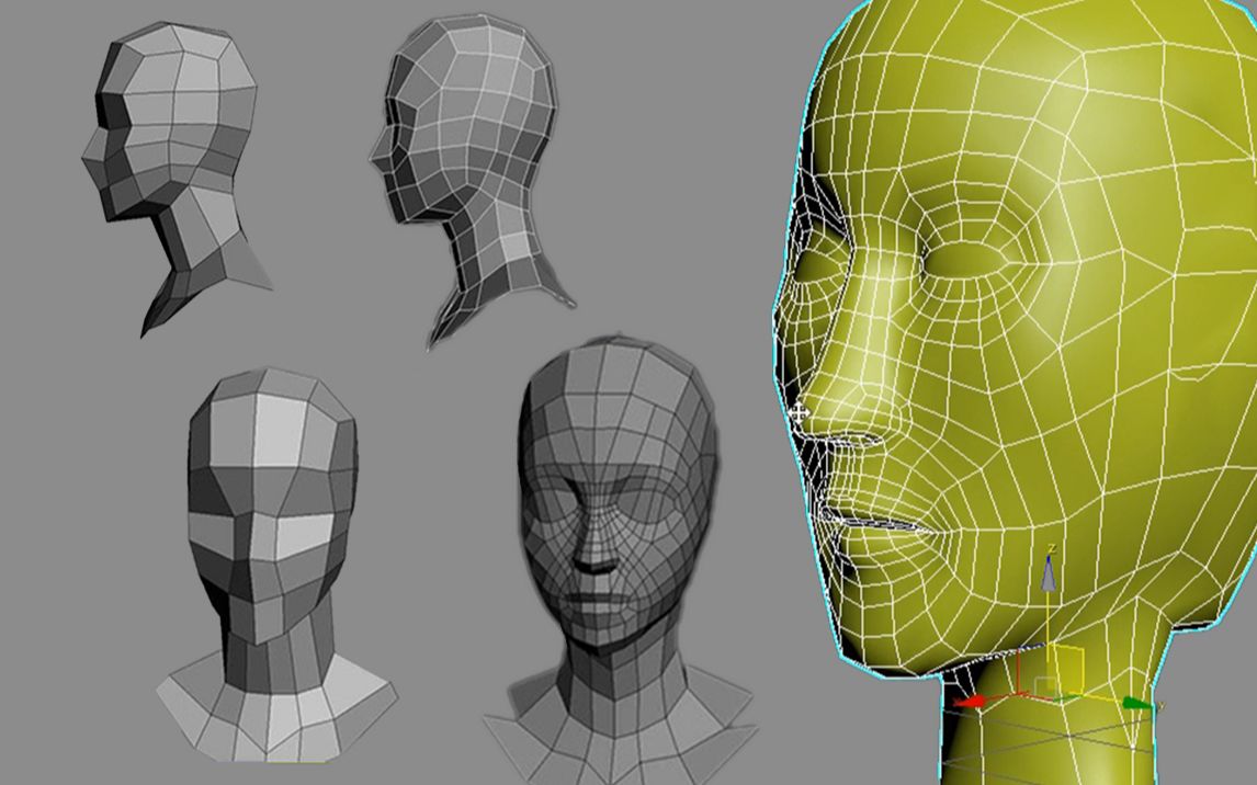 【3dmax建模】人物头部模型布线教程,3dmax基础教程