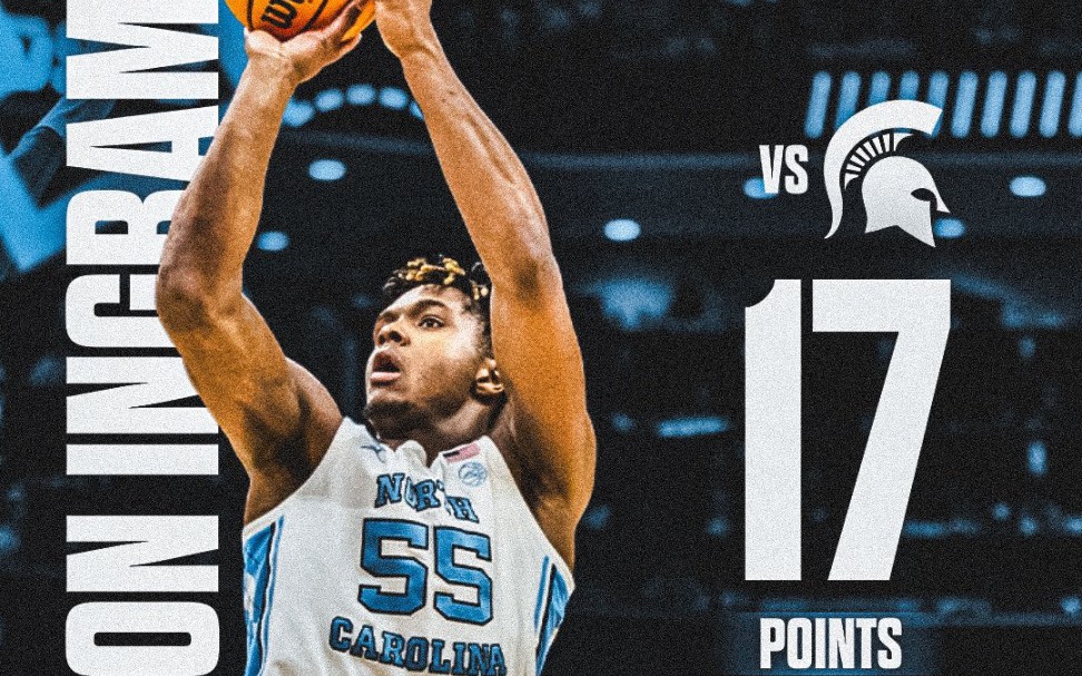 北卡大三前锋harrison ingram对阵密歇根州立单场17分7篮板