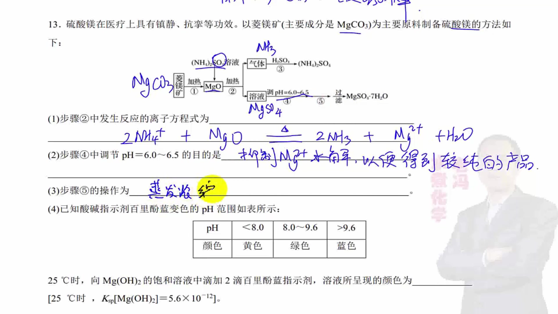 一轮复习01B39 高考化学 硫酸镁晶体的生产 综合应用高中化学的各章节知识,综合度高值得学习★哔哩哔哩bilibili