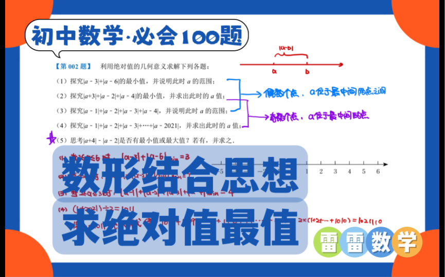 【初中数学ⷥ🅤𜚮Š100题】第002题——数形结合思想求绝对值最值#初中数学 #绝对值 #中考数学哔哩哔哩bilibili