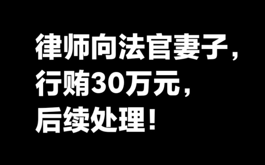 一律师向法官妻子行贿30万元,后续处理!哔哩哔哩bilibili