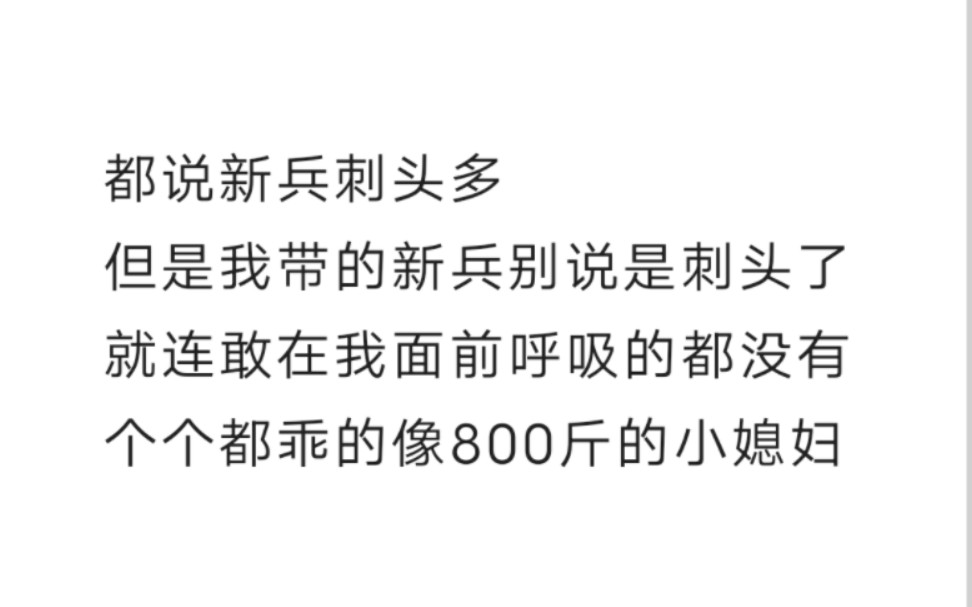 都说新兵刺头多,可我带的新兵别说是刺头了,就连敢在我面前呼吸的都没有哔哩哔哩bilibili