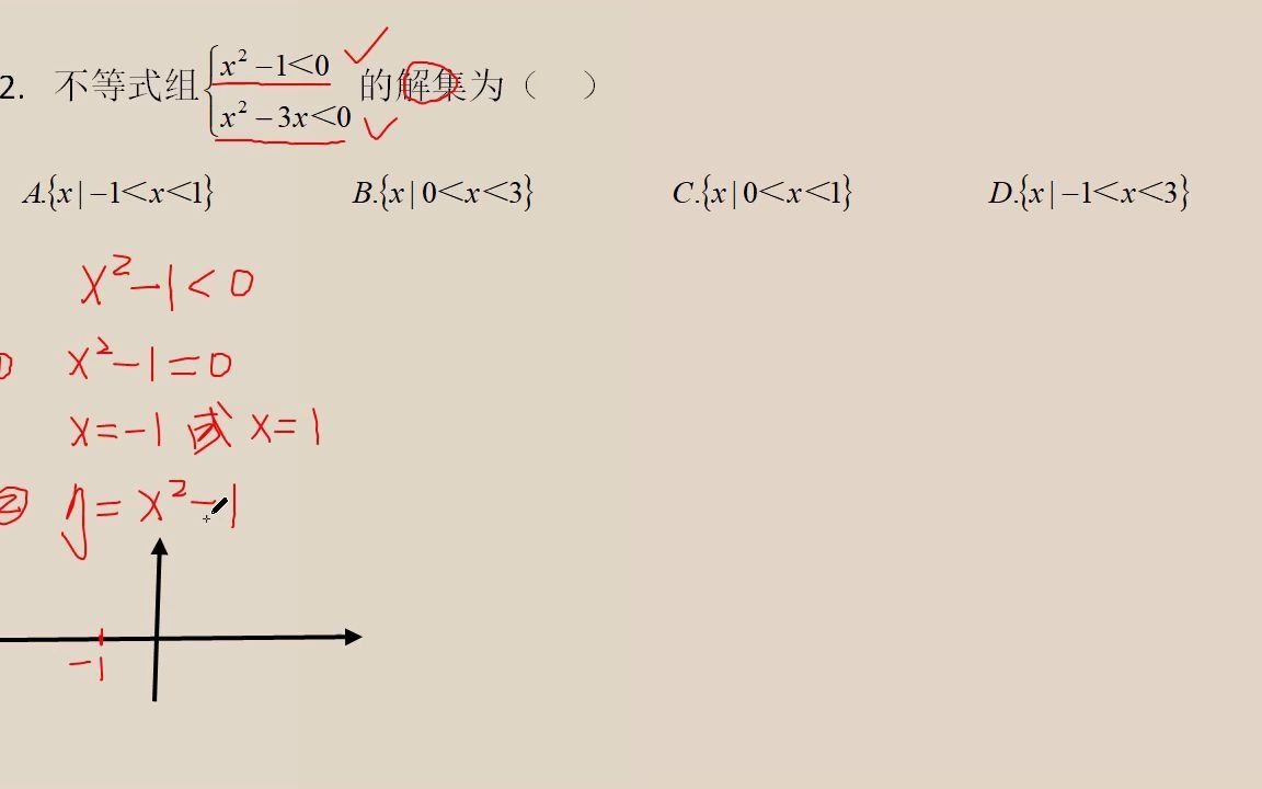 [图]高考数学，不等式专题，一元二次不等式组的解集