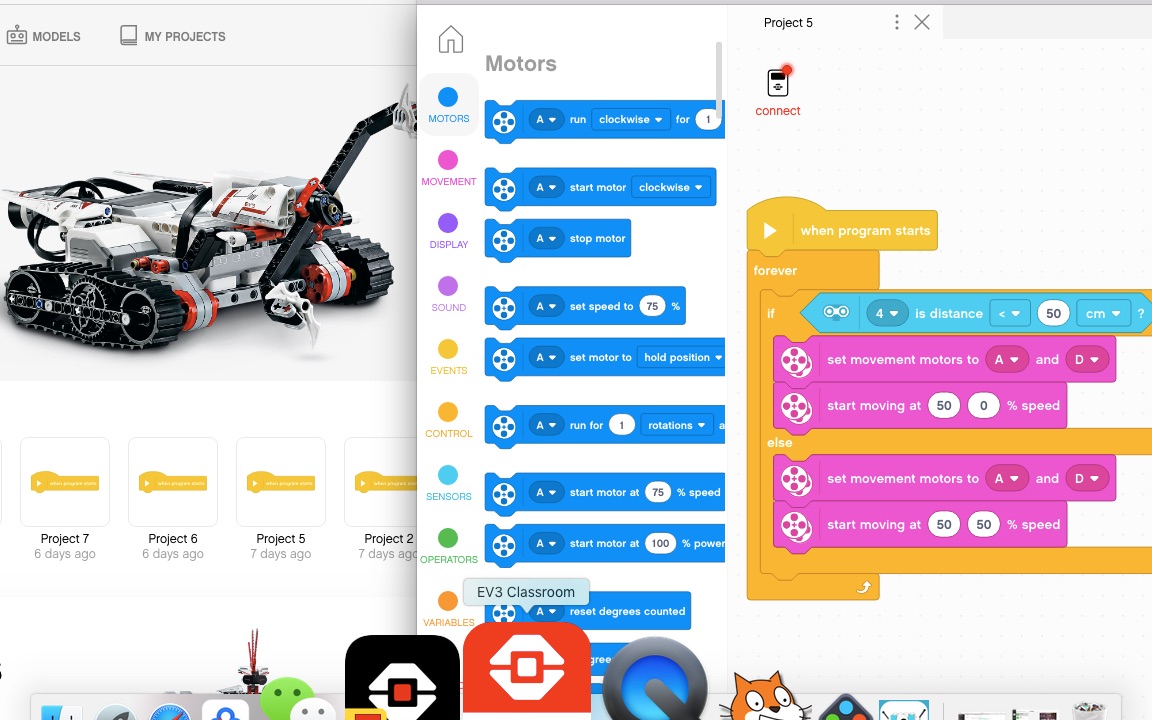 乐高ev3scratch超声波避障程序按钮控制程序