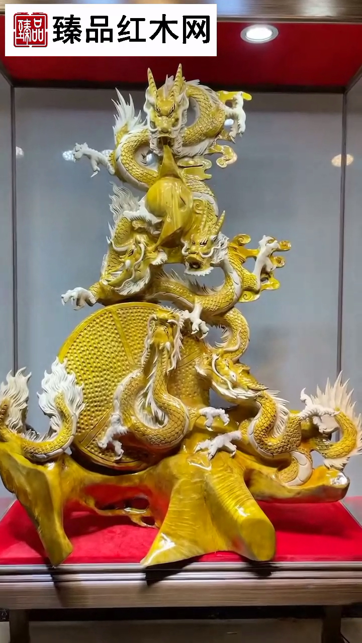 五龙戏珠龙腾盛世霸气神龙栩栩如生金丝楠木大件精雕细琢全镂空雕刻