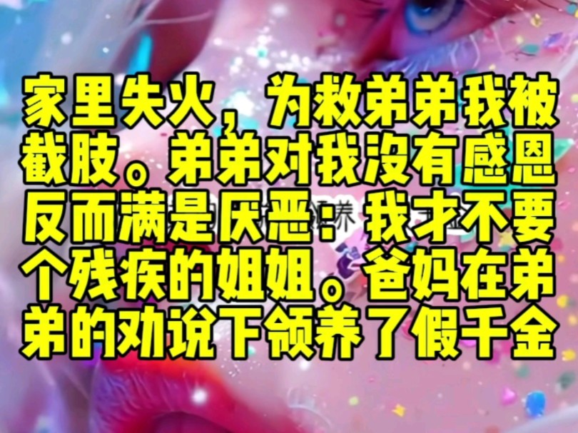 [图]家里失火，为救弟弟我被截肢。弟弟对我没有感恩，反而满是厌恶：我才不要个残疾的姐姐。爸妈在弟弟的劝说下领养了假千金