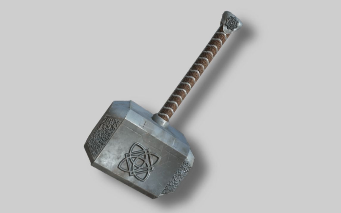 【3dmax建模】建模一把雷神之锤~模型/uv/材质全流程讲解!