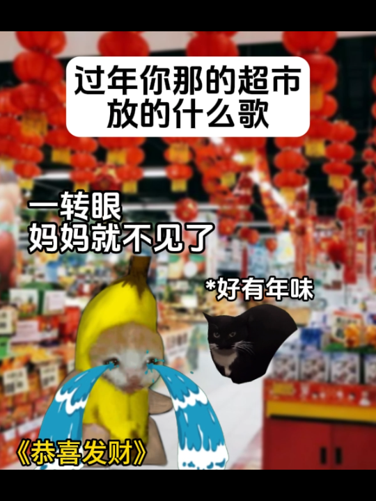 [图]你那的超市都放哪首歌~#新年#真实还原#猫咪的迷惑行为#恭喜发财#好一朵迎春花