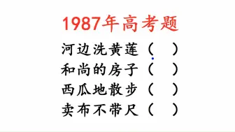 Download Video: 1987年高考题，歇后语，河边洗黄莲，你能想到吗