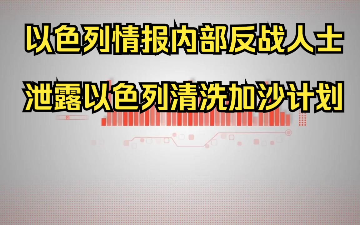 以色列情报内部反战人士泄露以色列清洗加沙计划哔哩哔哩bilibili