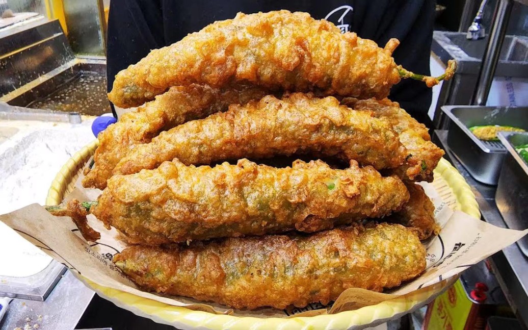 韓國 油炸食品 巨型炸釀辣椒, 天婦羅, 炸雞