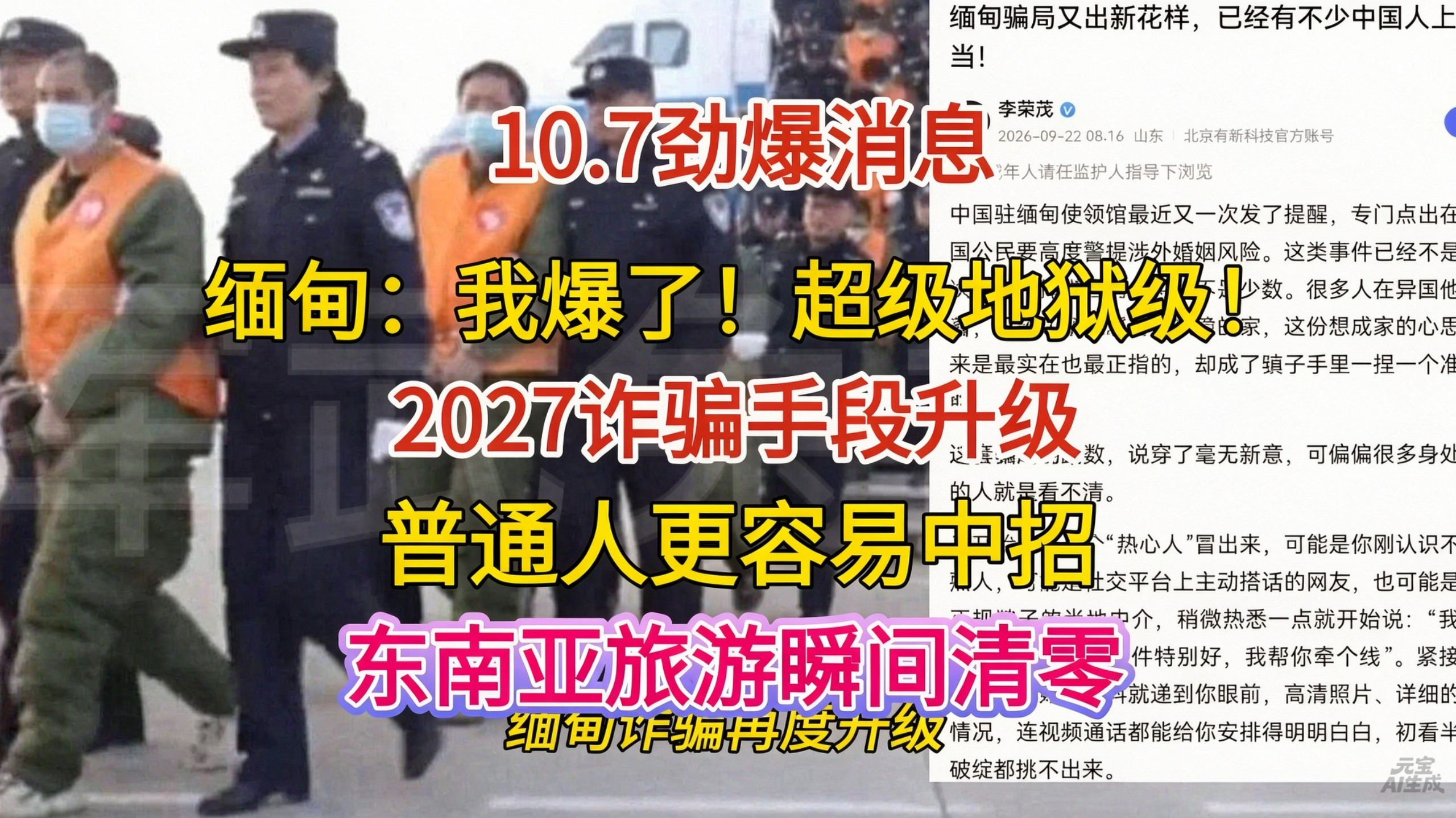 10.7劲爆消息！缅甸：我爆了！超级地狱级！2027诈骗手段升级，普通人更容易中招