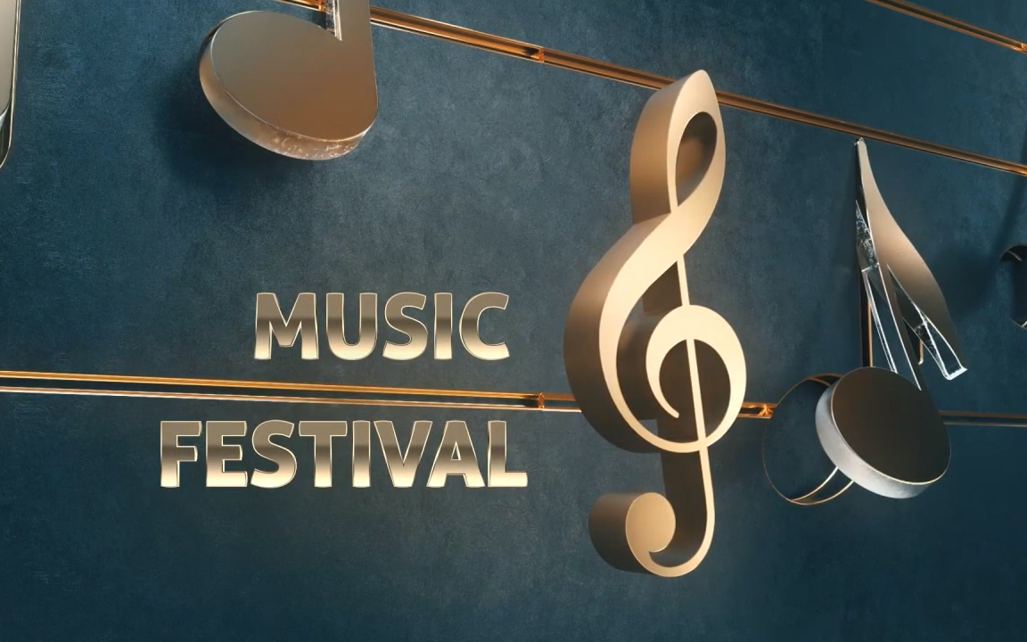 ae模板金色音符音乐节特效的动态logo片头模板动态徽标视频动态标识