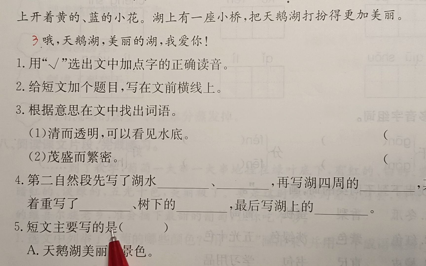 二年级语文上册:课外阅读《美丽的天鹅湖》,题目多而难怎么办?哔哩哔哩bilibili