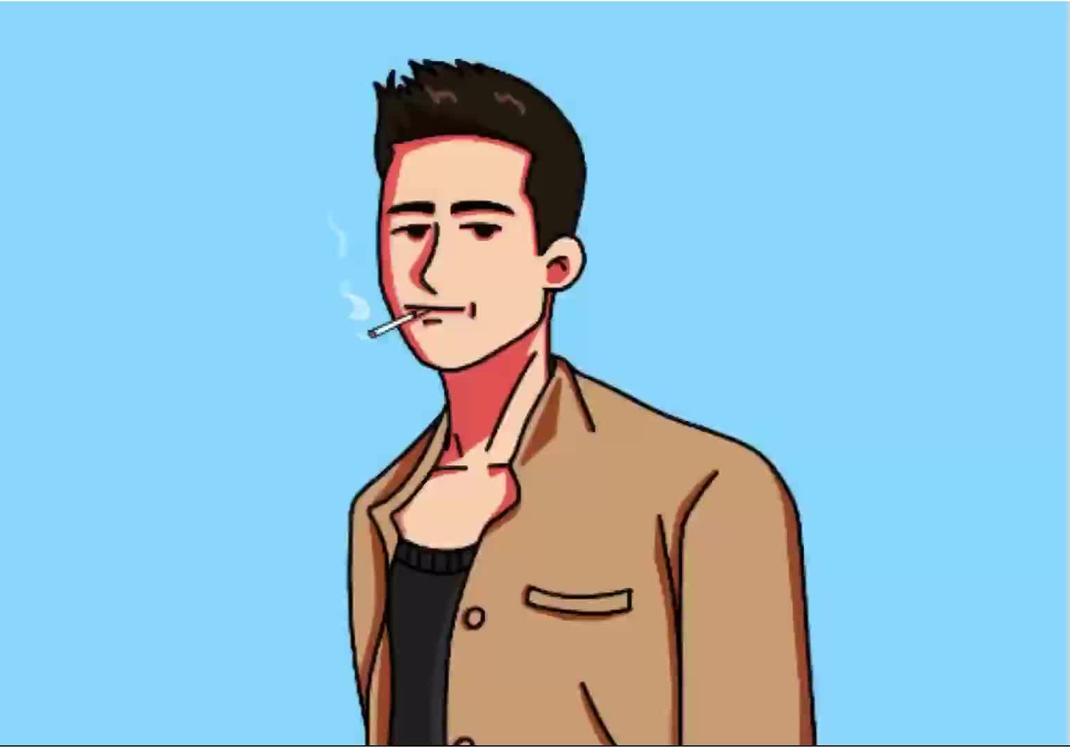 【ipad绘画】抑郁抽烟小哥_哔哩哔哩 (゜-゜)つロ 干杯~-bilibili