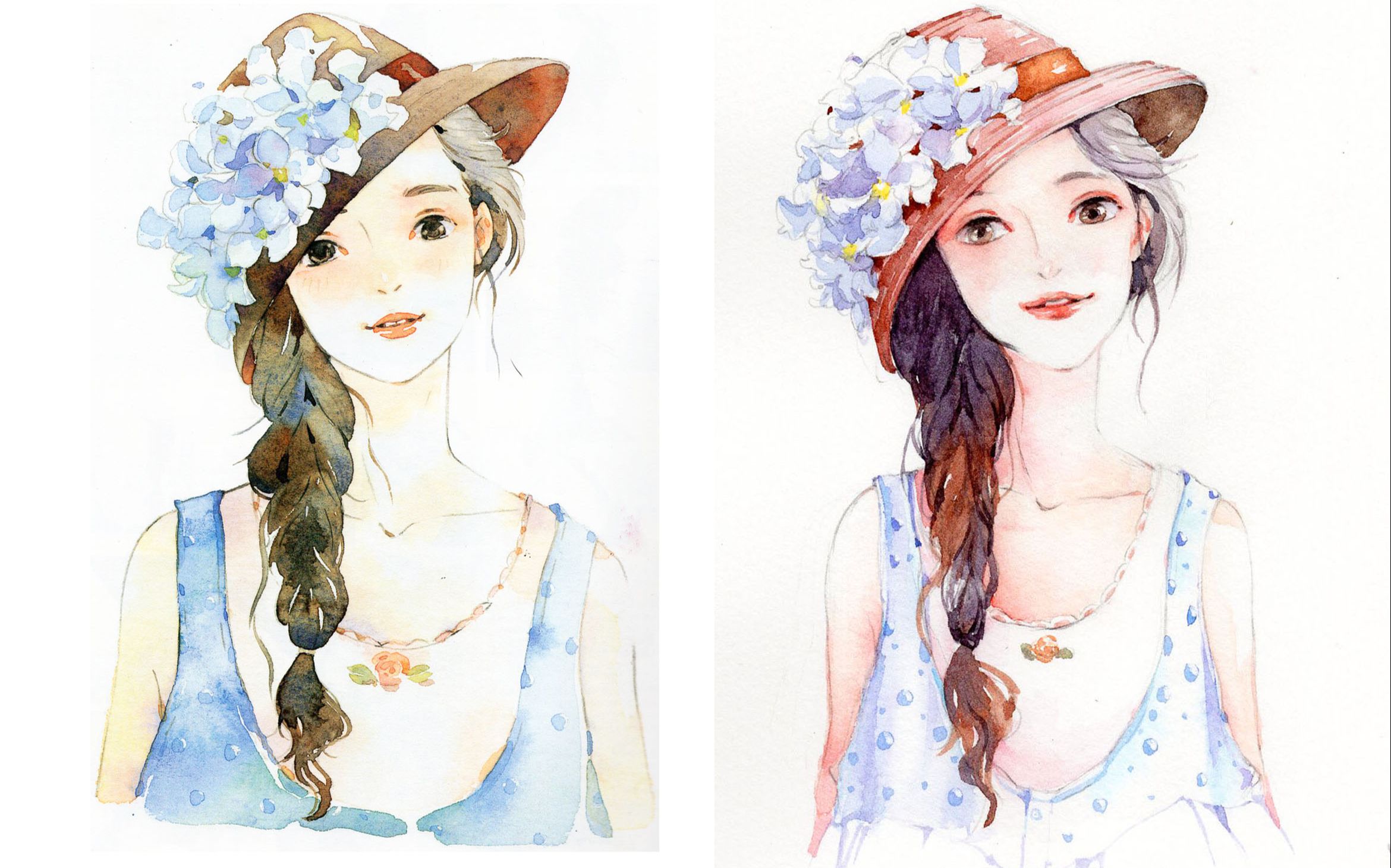 水彩过程——临摹温泽的帽子女孩【rong分享绘】