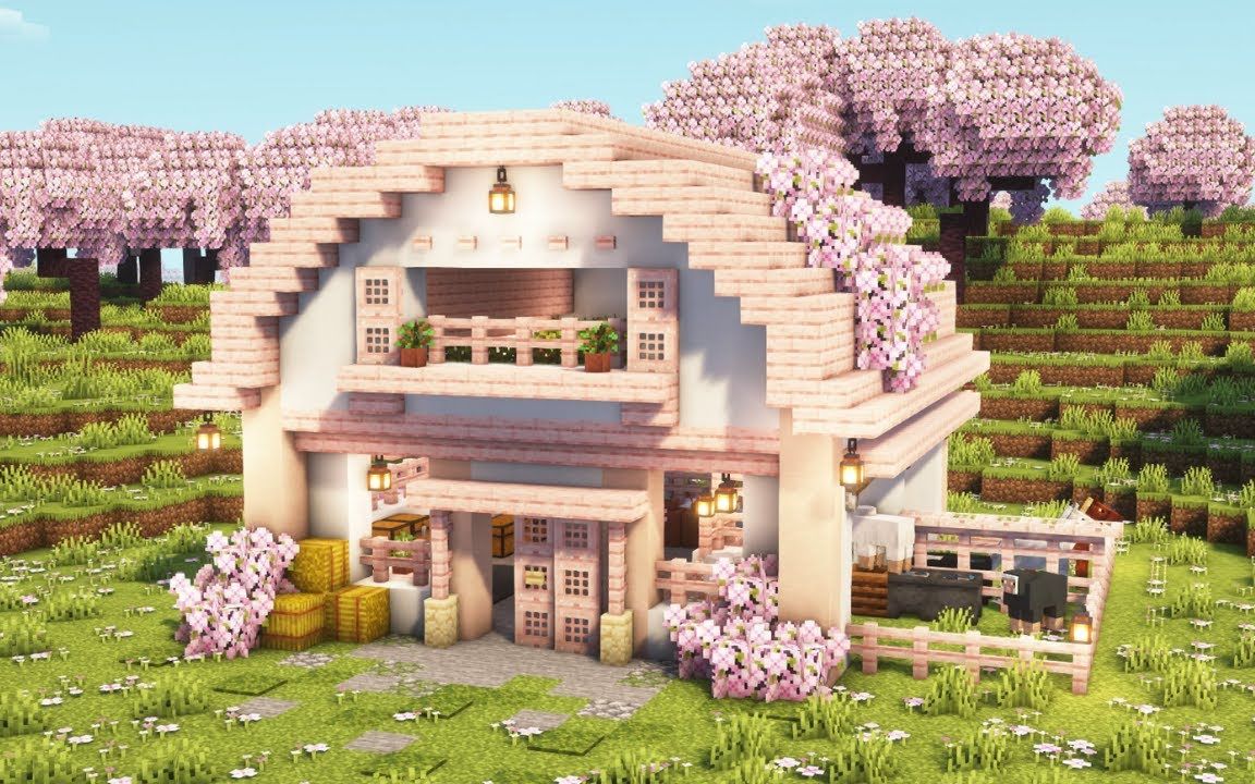 【minecraft】樱花木谷仓