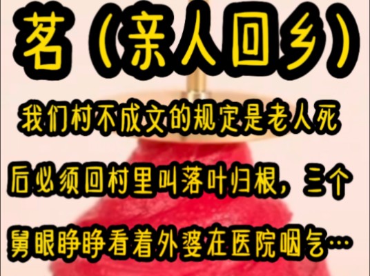 我们村不成文的规定是村里老人死后必须回村,这叫落叶归根,三个舅舅眼睁睁看着外婆在医院咽气,但去火葬场的路上,怪事发生了……(亲人回乡)哔...