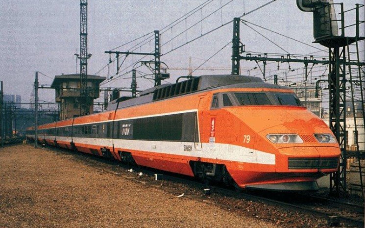 【橙色tgv高铁全列61ho火车模型】sncf法国高铁tgv sud-est 全列