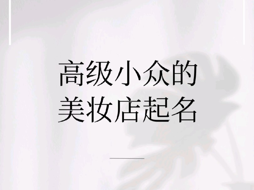 高级小众的美妆店起名哔哩哔哩bilibili