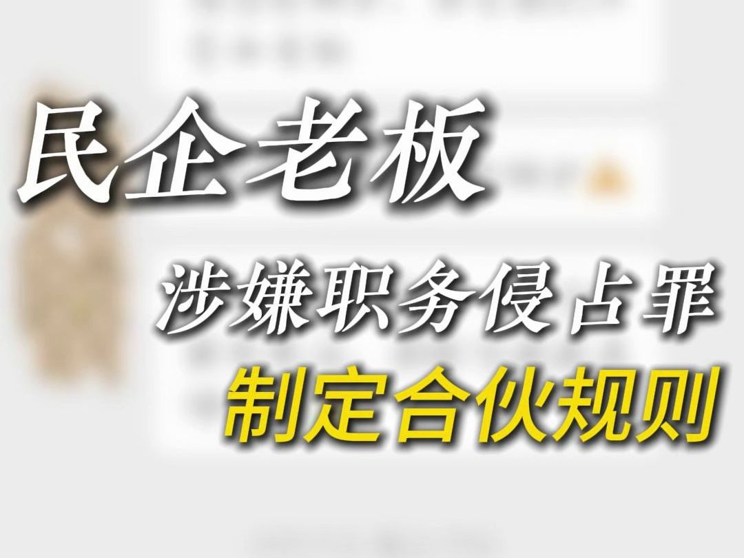 民企老板涉嫌职务侵占罪,制定合伙规则哔哩哔哩bilibili