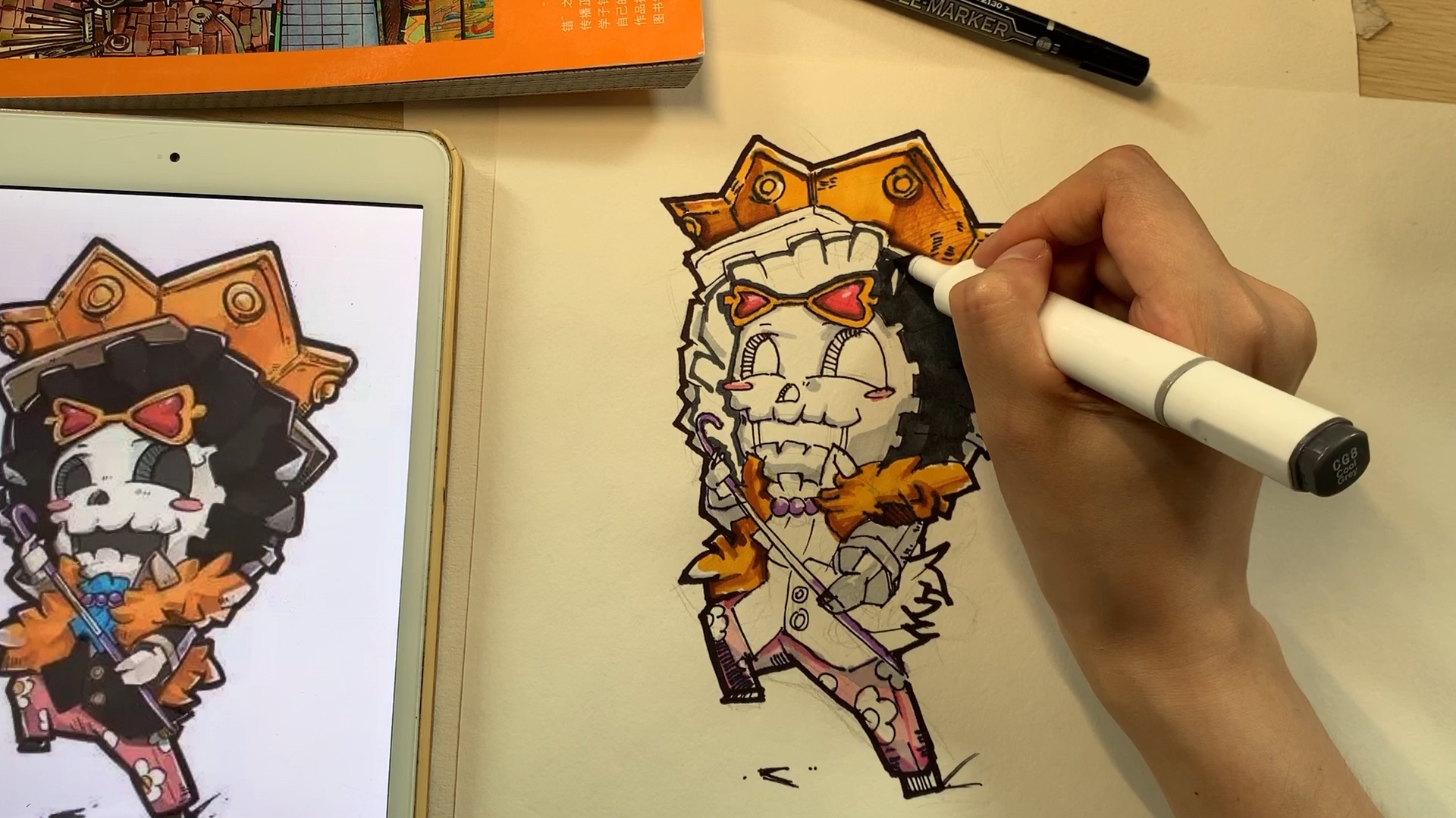 活动作品马克笔手绘q版布鲁克临摹马克笔上色