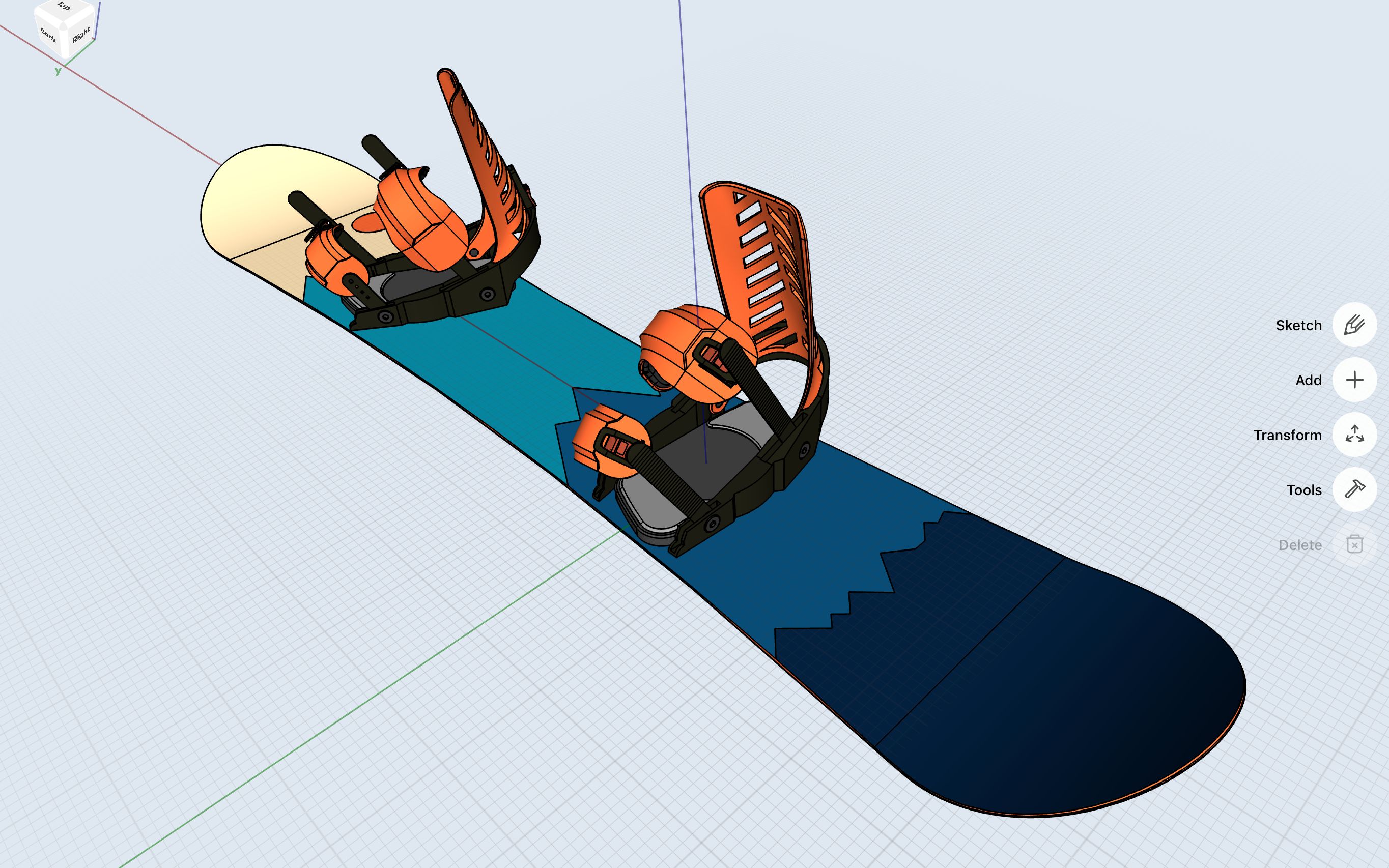 滑雪板固定器-ipad上的3d建模 by shapr3d