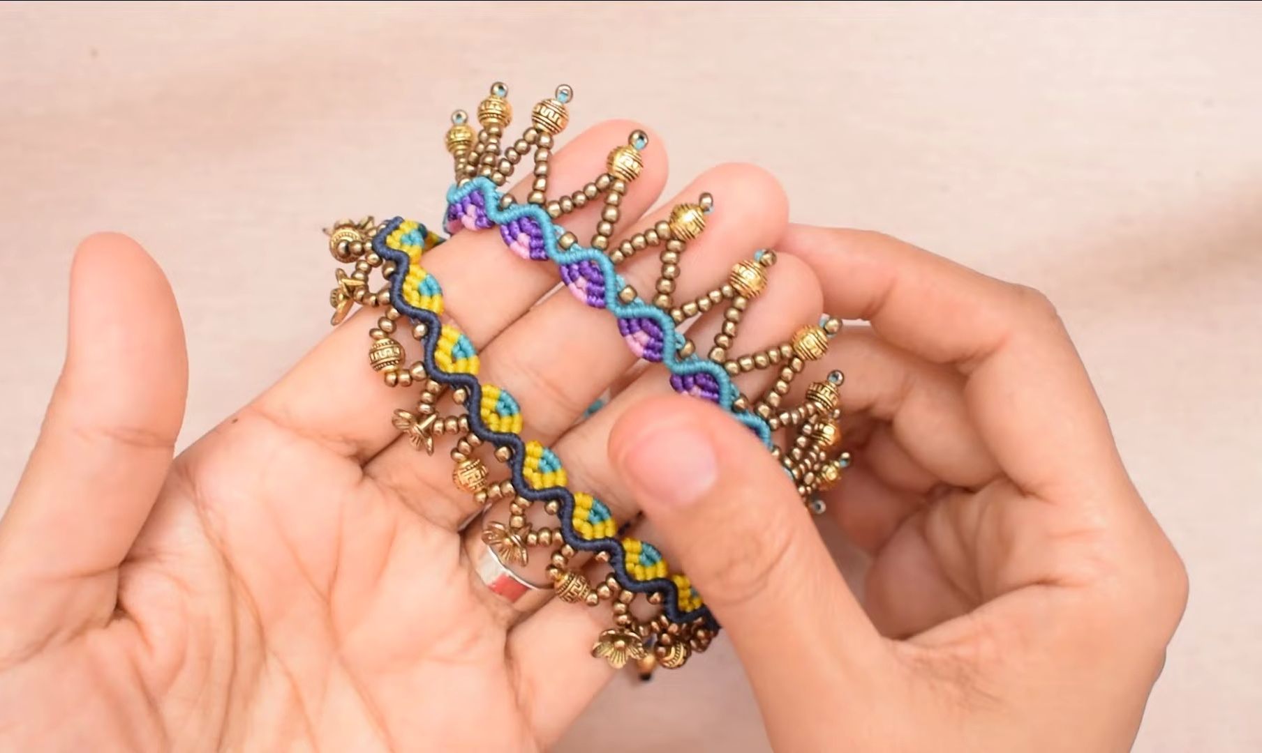 【sainabaft】绳编脚链教程065