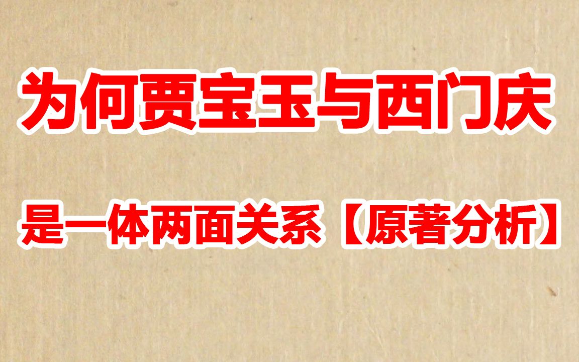 【镜像名著】《金瓶梅》西门庆与《红楼梦》贾宝玉为何是一体两面哔哩哔哩bilibili