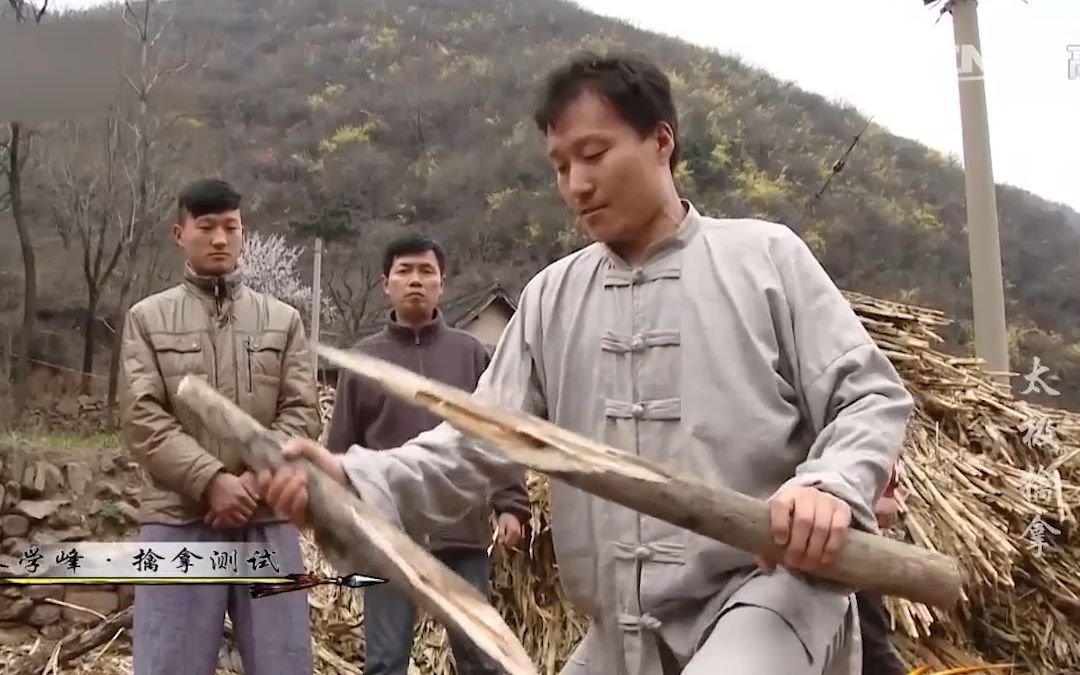 [图]外国小伙质疑太极擒拿，山间高手拧断木棍