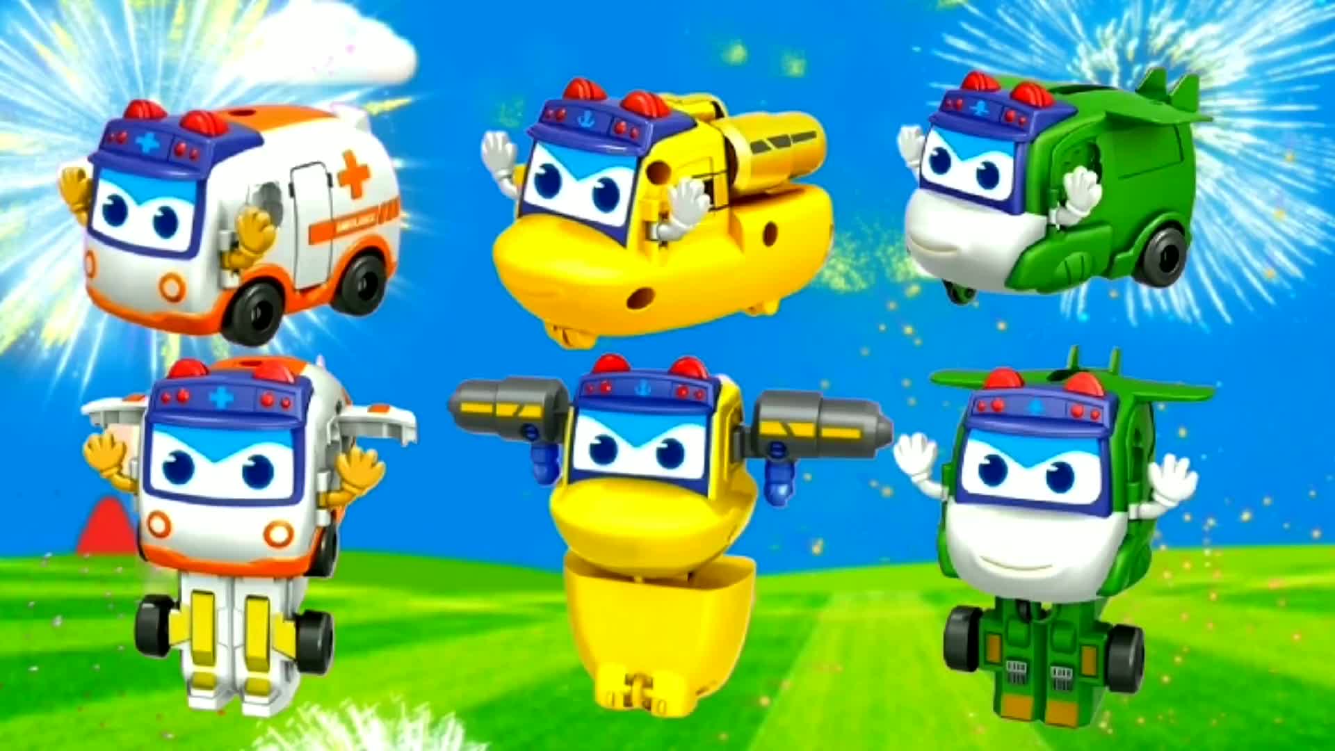 百变校巴:哪个是歌德警车机甲?亲子早教儿童益智动画