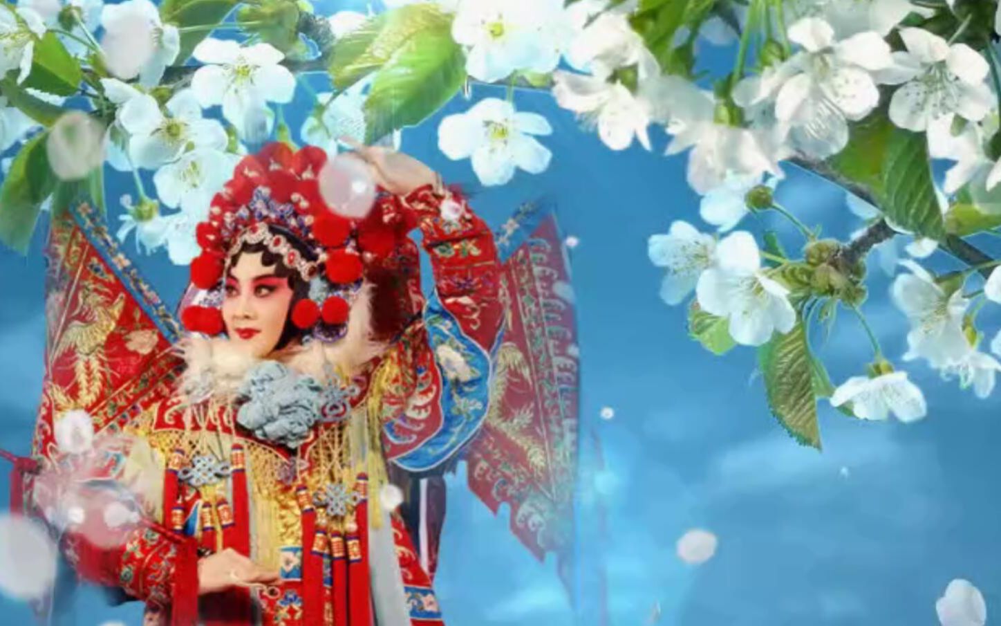 梨花颂表演背景视频 梨花戏曲舞台背景led视频 梨花飘落 花瓣舞台