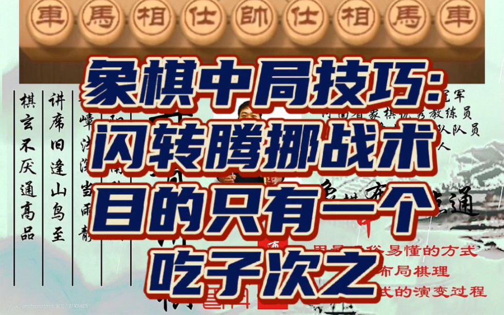 象棋中局技巧:闪转腾挪战术,目的只有一个,吃子次之!你明明天赋很高,下棋却总赢不到!贪心和保守,是不是你的毛病?如何快速提升象棋水平?真...