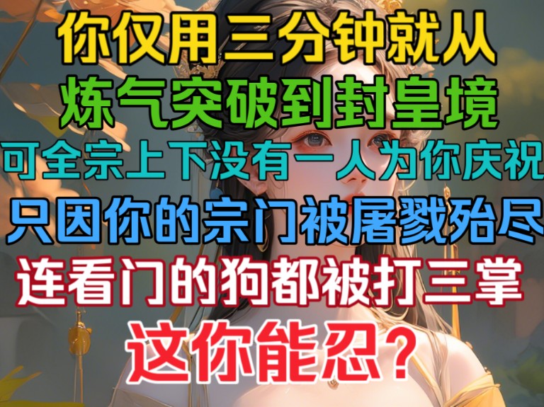 你仅用三分钟就从炼气突破到封皇境,可宗门没有一人为你庆祝,只因你的宗门被屠戮殆尽,连看门狗都被打三掌!这能忍?哔哩哔哩bilibili