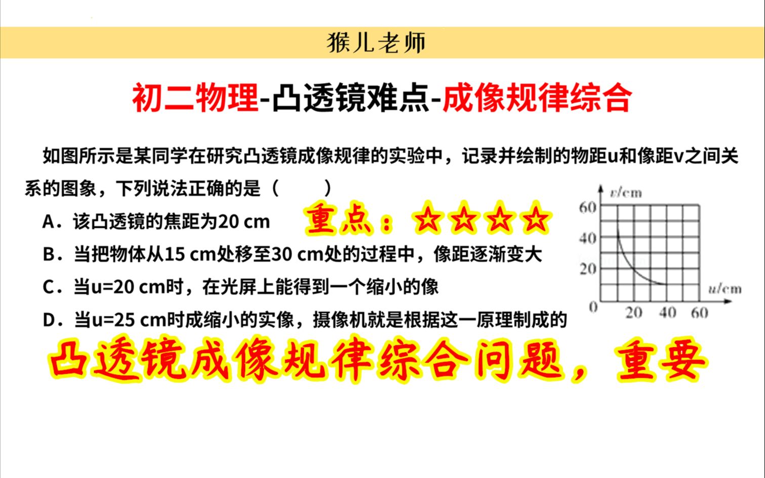 【初中物理】初二物理期末重难点,已知物距与像距关系,分析各路变化哔哩哔哩bilibili