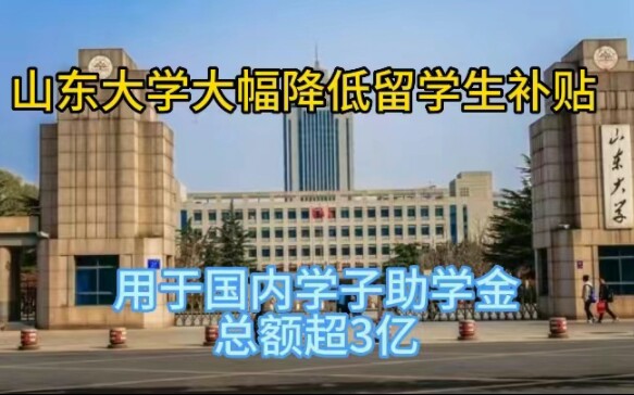 山东大学大幅降低留学生补贴,用于国内学子助学金,总额超3亿哔哩哔哩bilibili