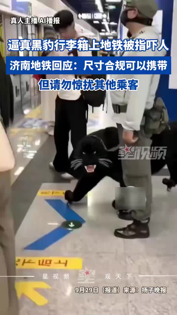 逼真黑豹行李箱上地铁被指吓人，济南地铁回应：尺寸合规可以携带
