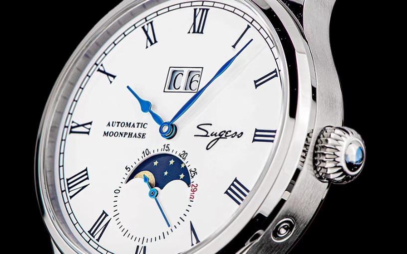 【国货之光】分享一支优雅的烤蓝小秒针月相腕表