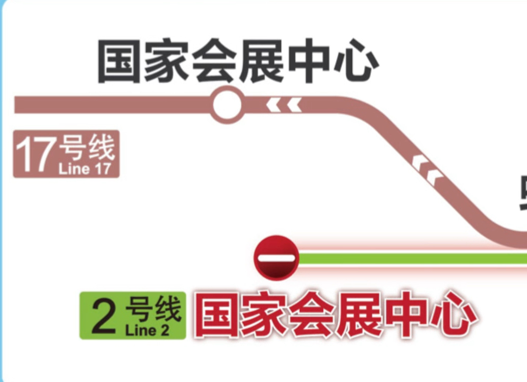 2号线国家会展中心站11月5日至10日展会散场时段设3条轨道交通接驳线;11月5日运营开始起至13:30,2号线国家会展中心站实施封站.哔哩哔哩bilibili