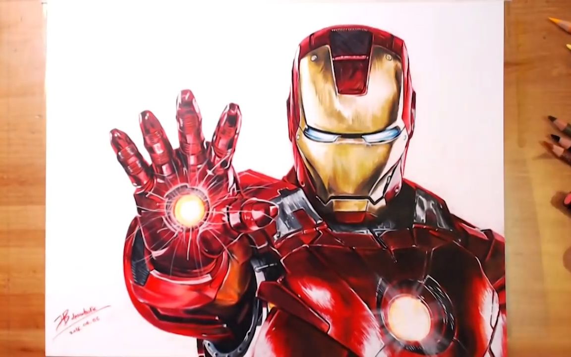 【sharing moment】iron man钢铁侠写实手绘 / video_哔哩哔哩 (゜-゜