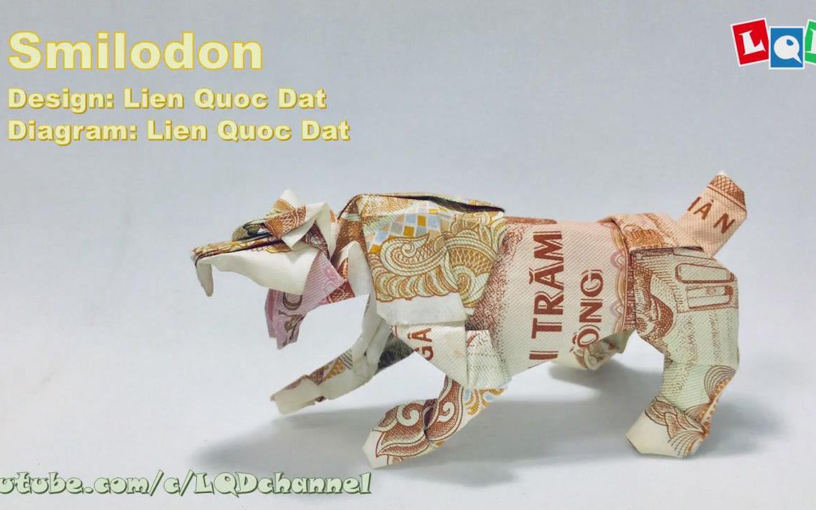 纸币折纸剑齿虎设计视频制作lienquocdat