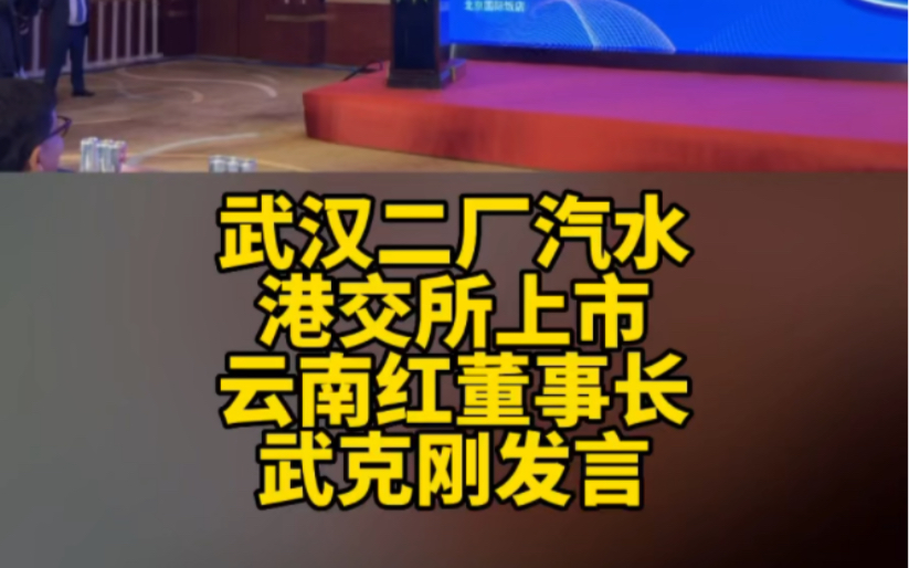 武汉二厂汽水港交所上市云南红董事长武克刚发言.哔哩哔哩bilibili