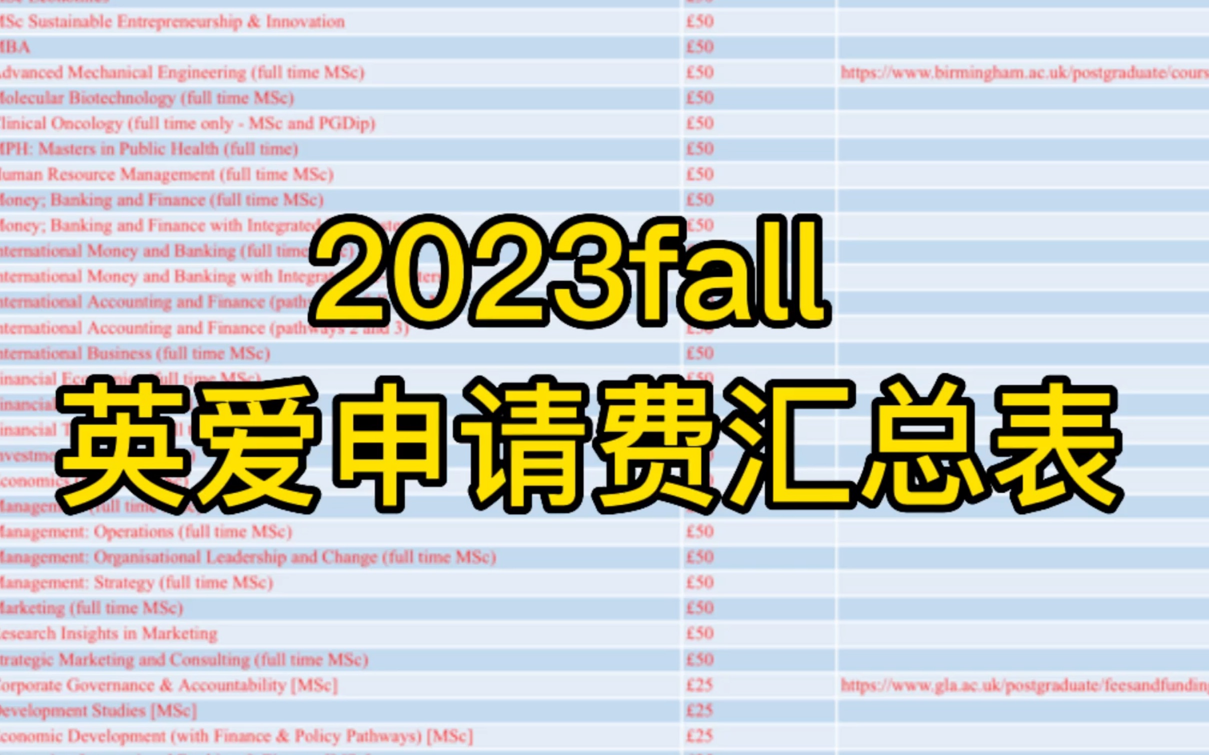 2023FALL | 英国爱尔兰申请费汇总表!提供5个免申请费名额!!先到先得!哔哩哔哩bilibili