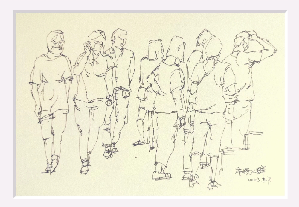 [钢笔速写]市场人群