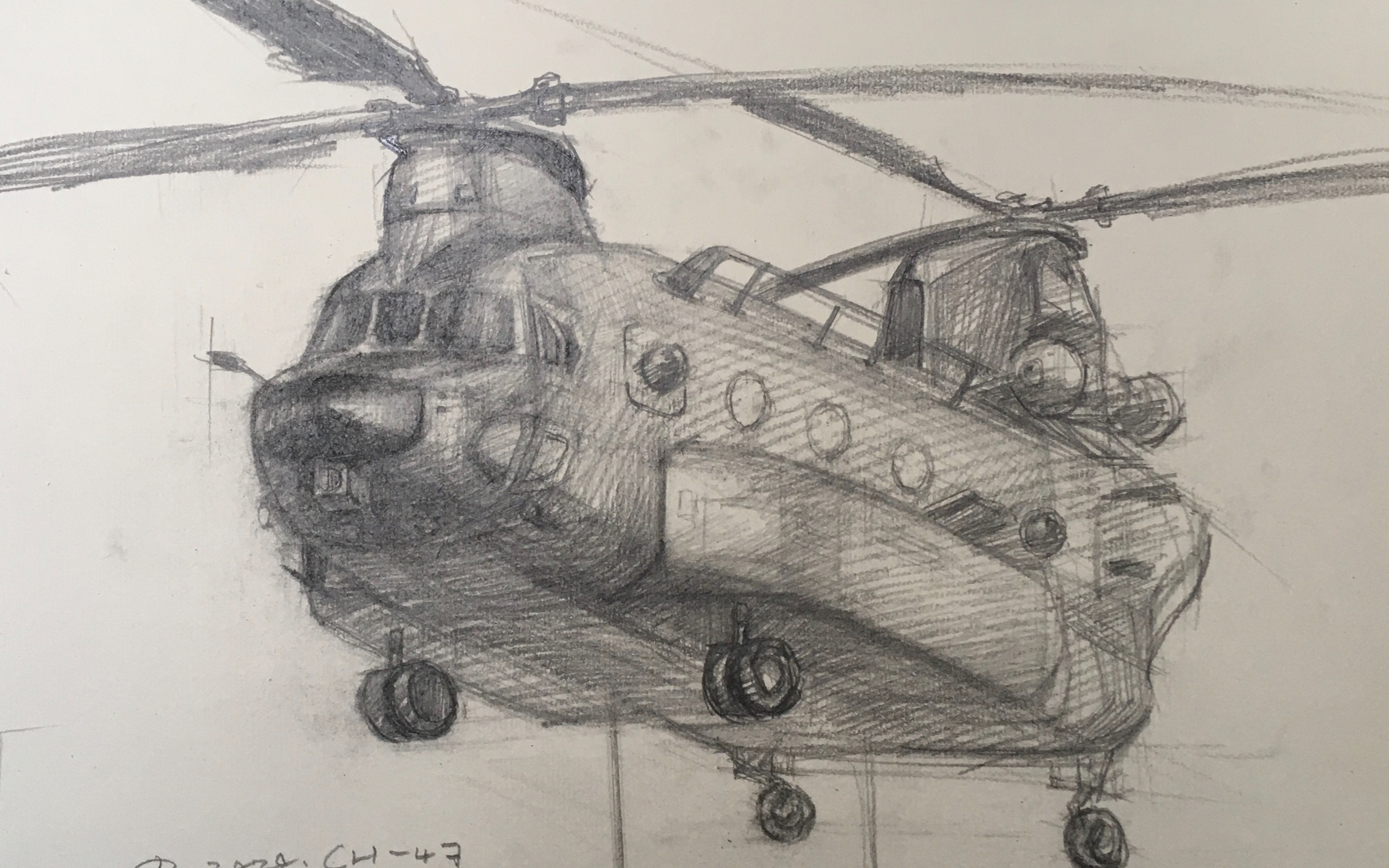 素描直升机怎么画图片