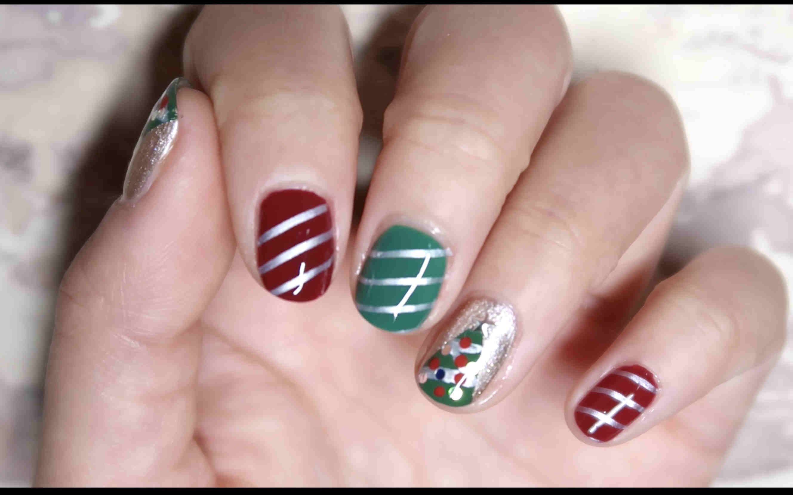 一年一度的圣诞节又来了圣诞树美甲圣诞主题月