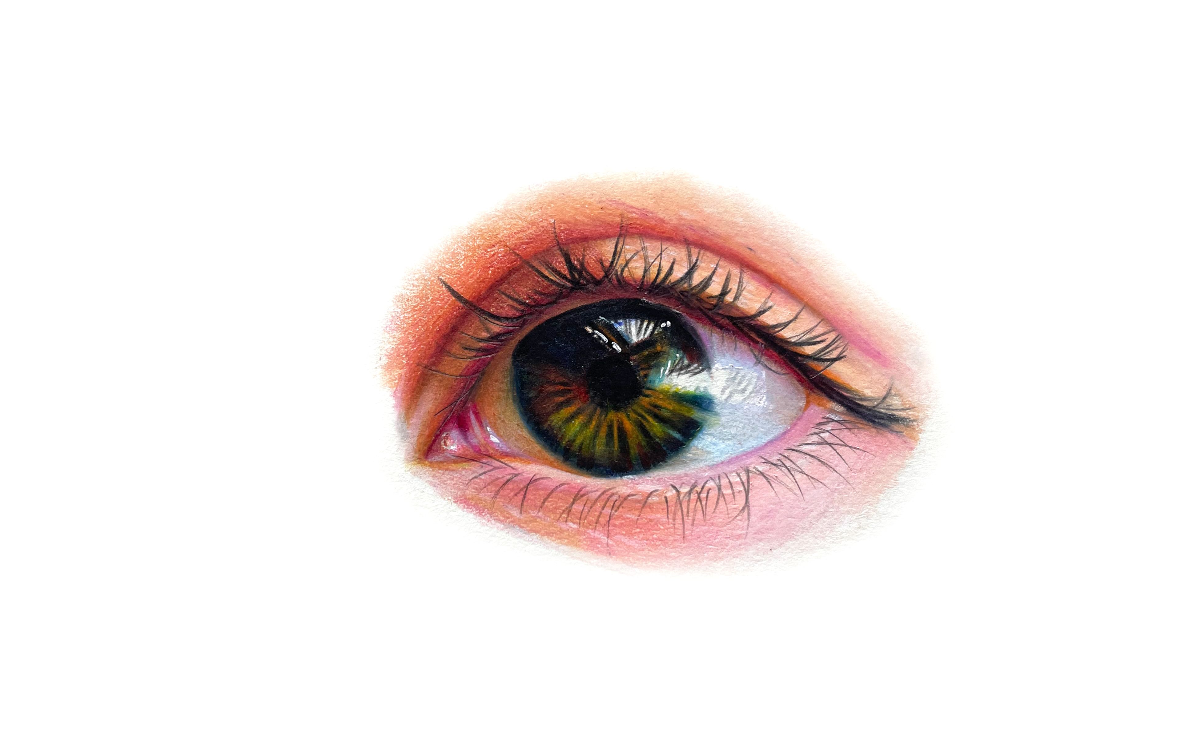 彩铅画|:用专业的方法教会你如何画眼睛,这样边画边参照原图太赞了!